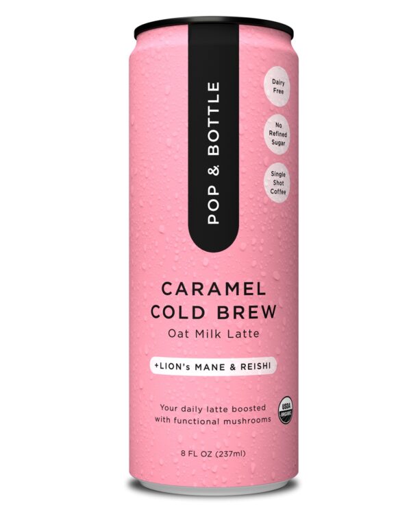 Pop & Bottle Caramel Oat Milk Latte with Lion's Mane and Reishi, Organic, 8 fl oz